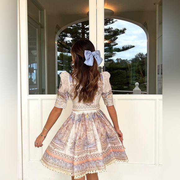 NEW Zimmermann High Tide Linen Silk Belted Odyssey Organza Mini Dress Siz US 1&2 - Picture 8 of 16